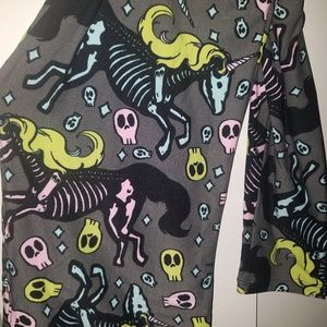 Lularoe LLR TC Rare HTF Skeleton Unicorn Leggings